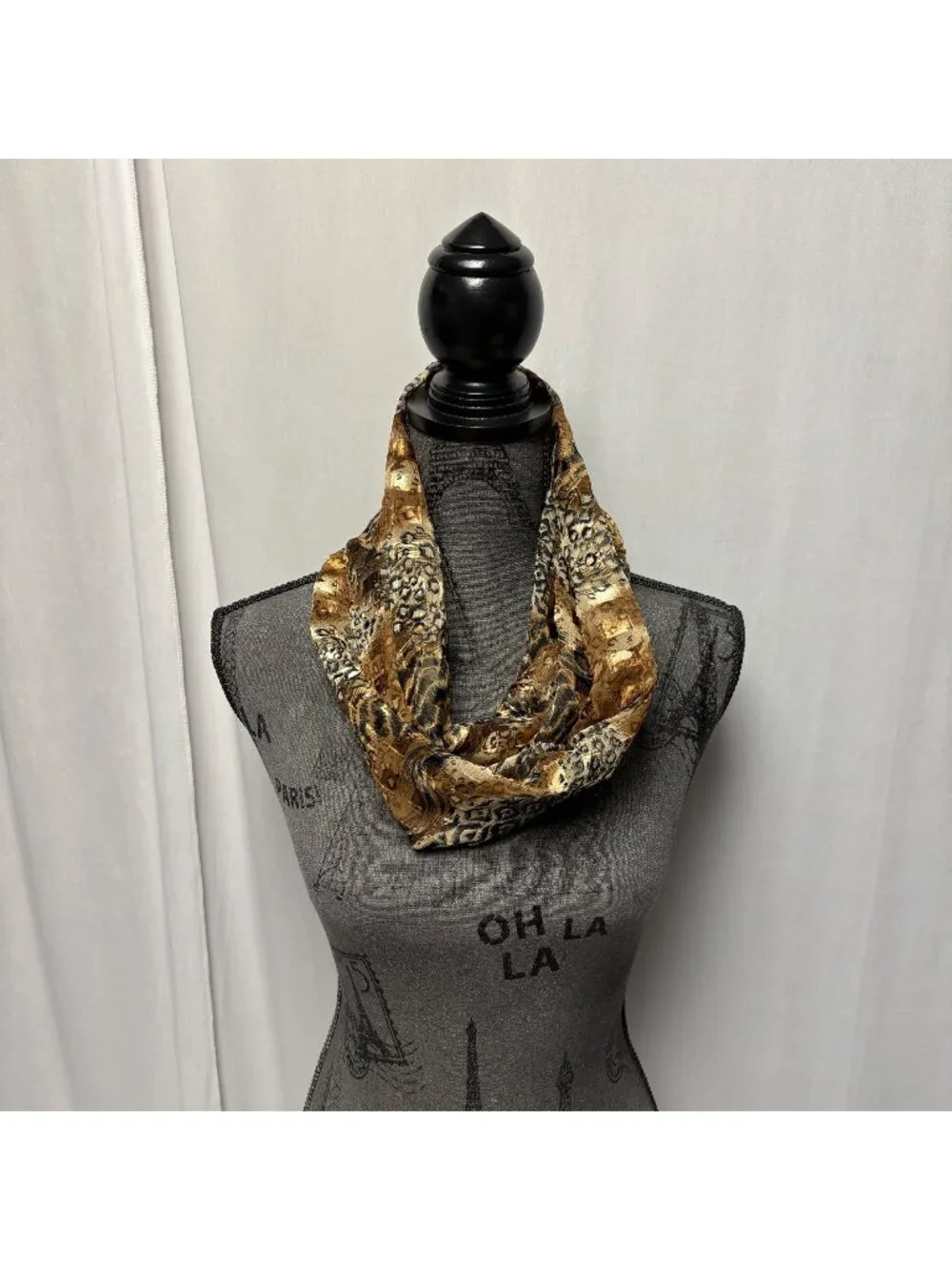 Animal Print Infinity Scarf Lightweight Silky Brown Black Fashion Accessory